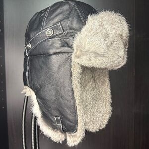 Ski-Doo Rabbit Fur Trapper Hat | Genuine Leather Aviator Bomber Style | BRP 2015